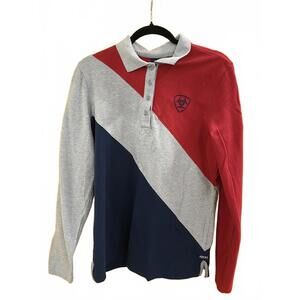 Ariat Women's Long Sleeve Polo Shirt Colorblock Design Size Large Equestrian
